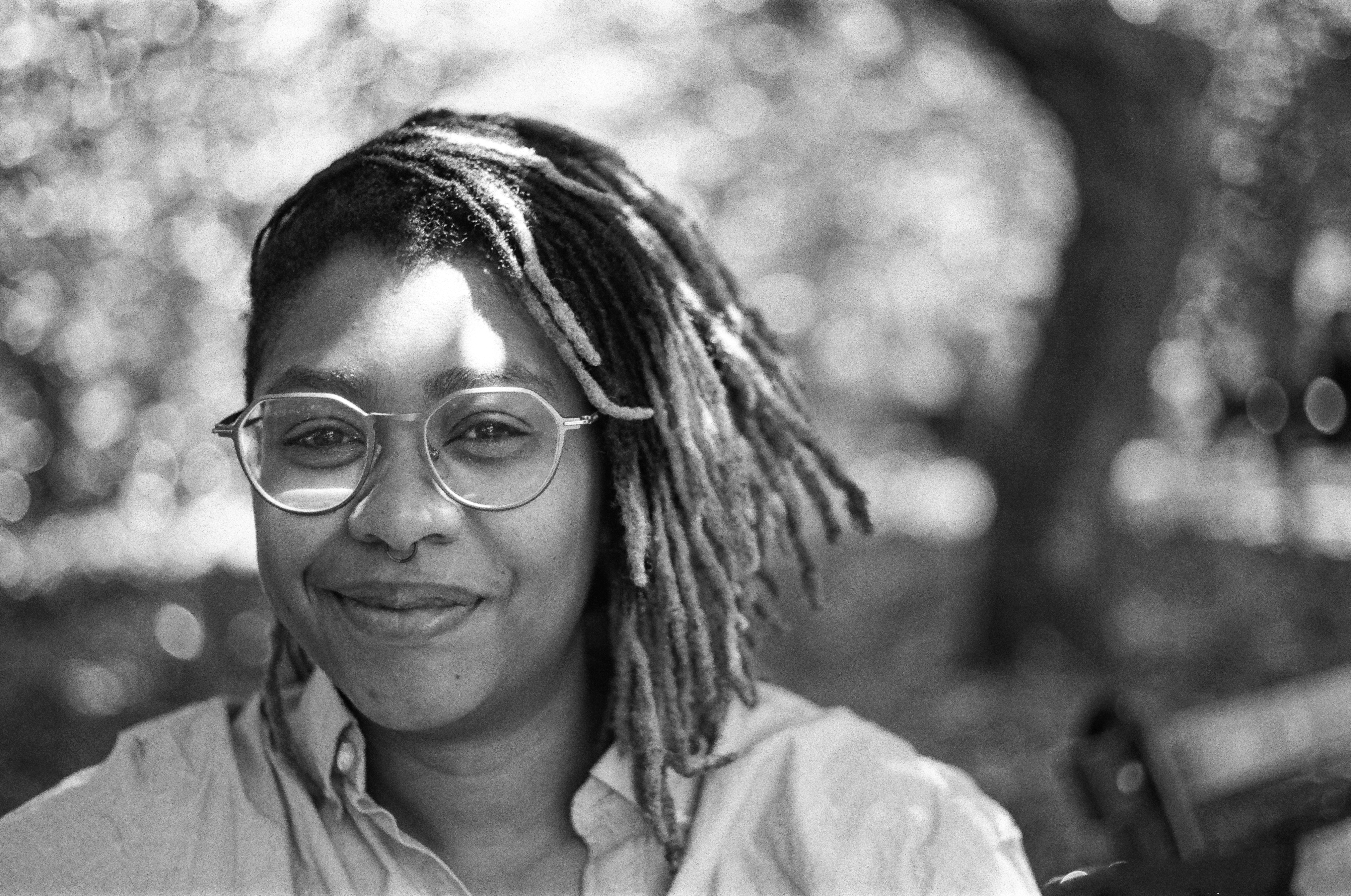 Black and white photo of Simone